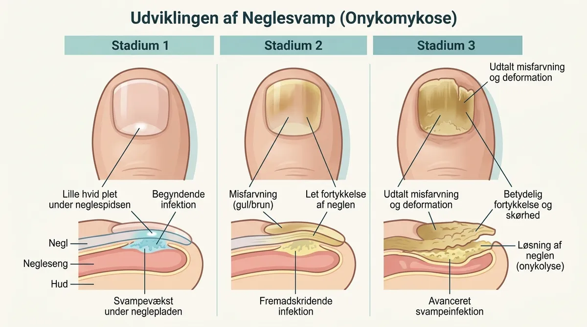 Neglesvamp starter ofte som en lille misfarvning, men kan udvikle sig til en mere alvorlig tilstand